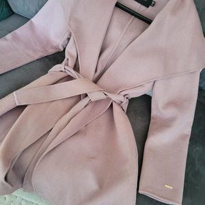 Tahari wrap coat in blush/pink